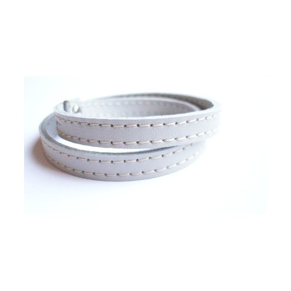  bracelet cuir double tour blanc