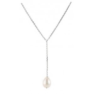 Collier cravatte perle blanche