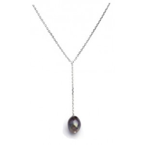 Collier cravatte perle noire