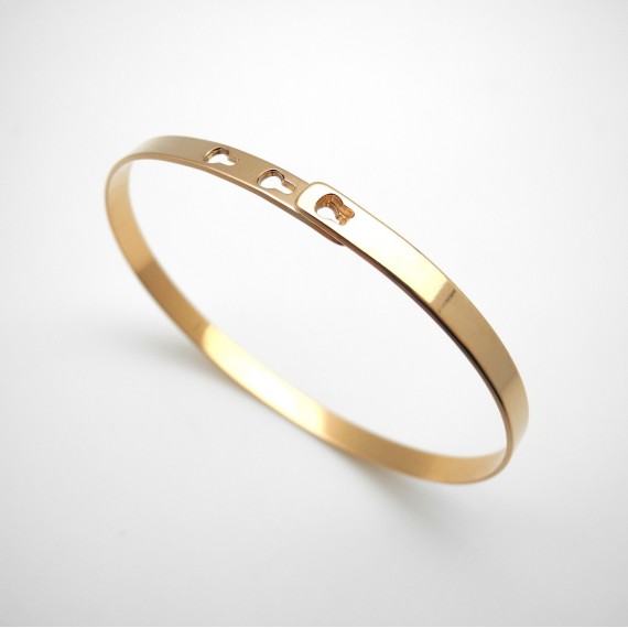 bracelet jonc argent - plaqué or