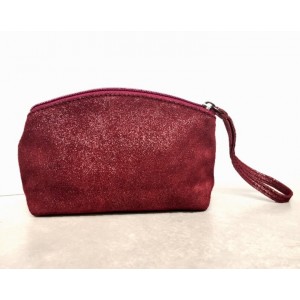 Pochette en daim rouge irisée