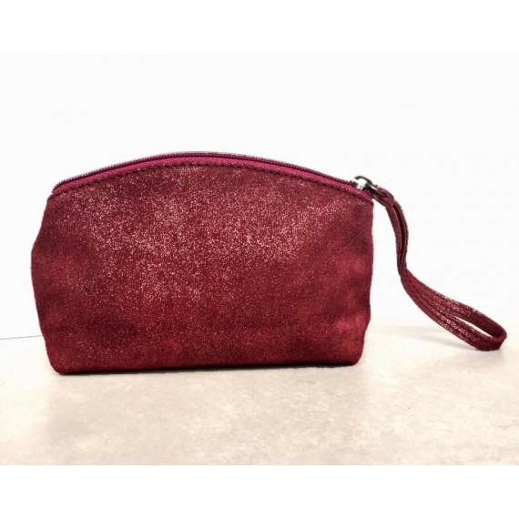 Pochette en daim rouge irisée