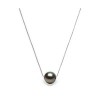 Collier perle de culture noire sur chaine