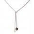 Collier cravatte perles sur chaine, noire et blanche