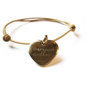 bracelet coeur gravé plaqué or