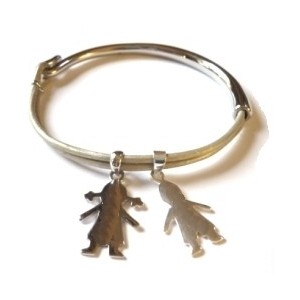 bracelet jonc 2 figurines argent 