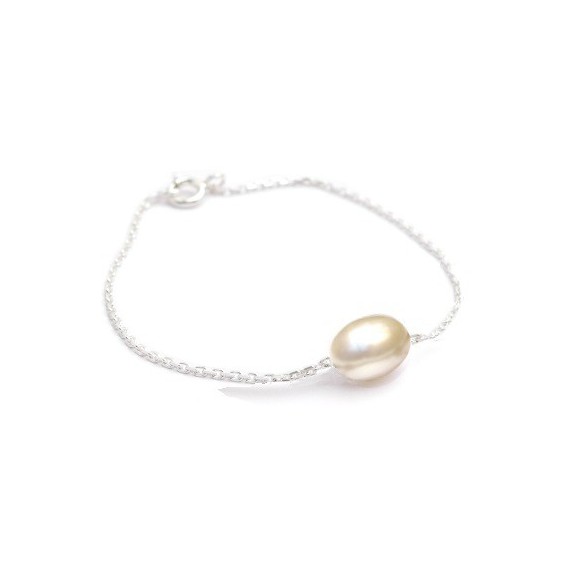 bracelet perle eau douce sur chaine argent