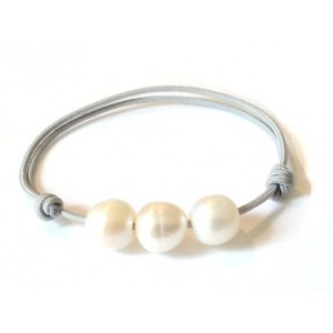 bracelet 3 perles blanches