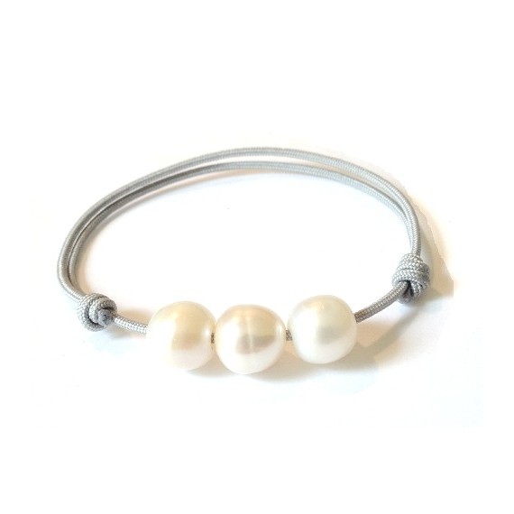 bracelet 3 perles blanches