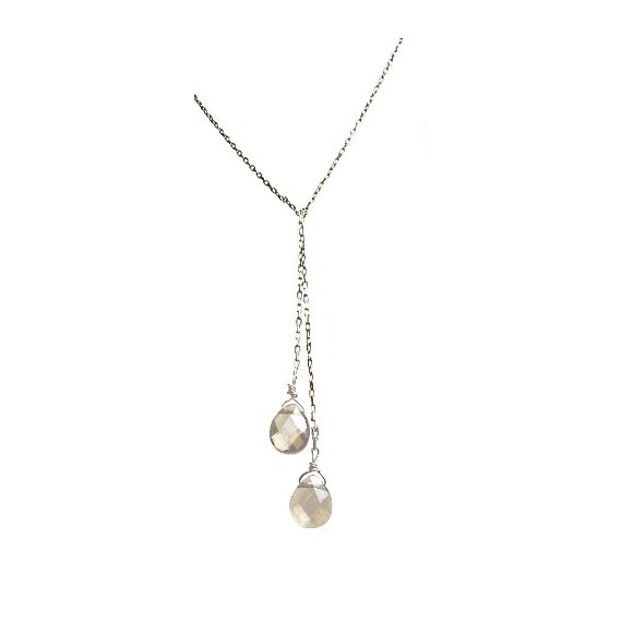 Collier cravatte quartz fumé